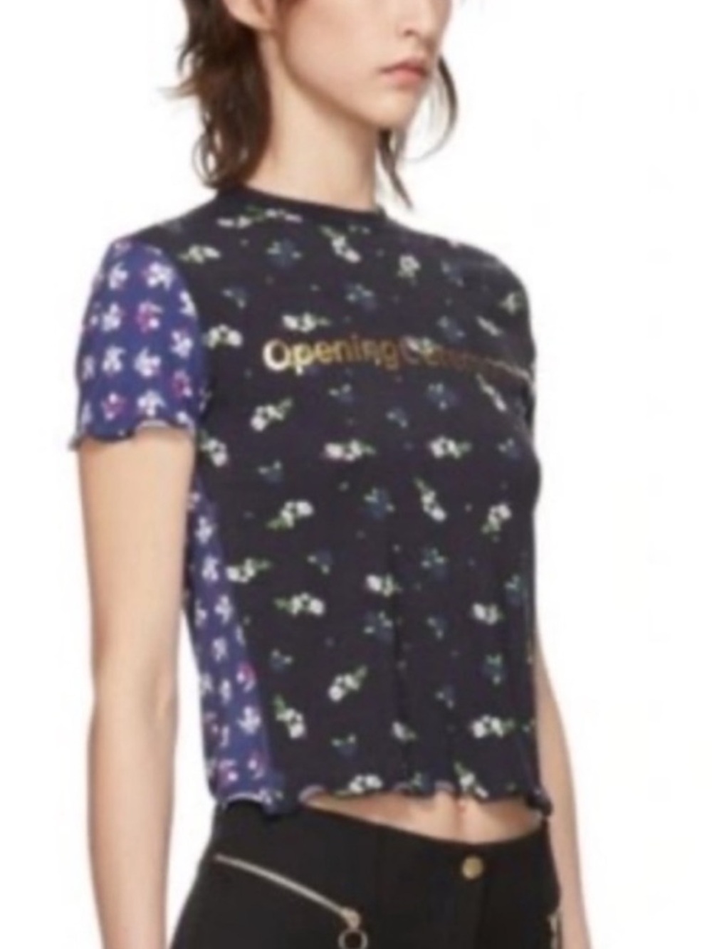 Opening Ceremony Floral Cropped Short Sleeve Top, Size M, NWT